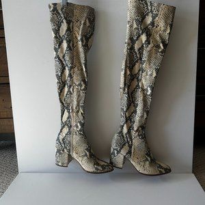Snakeskin Over the Knee Healed Boots